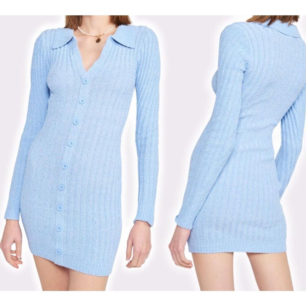 EMORY PARK Blair Button Up Mini Dress Sz S Baby blue